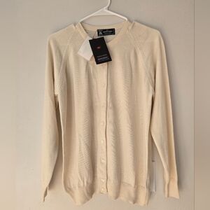Monte Carlo Pure Wool Cardigan Sweater Women's Size 40 Cream Color Long Sleeve